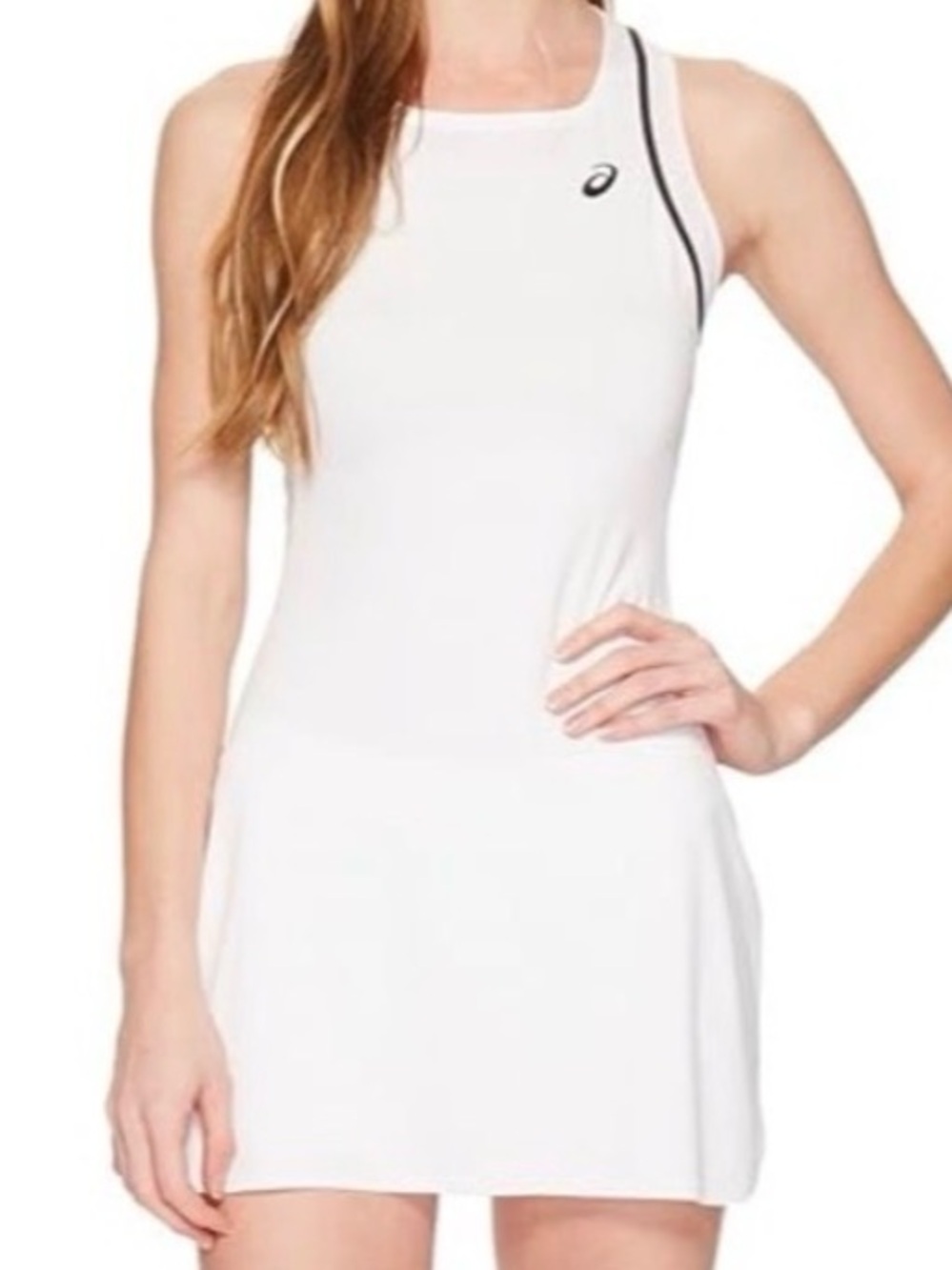 ASICS White Racerback Mini Tennis Dress with Black Trim Size Large